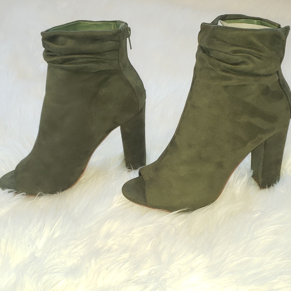 Olive Green Suede Boots